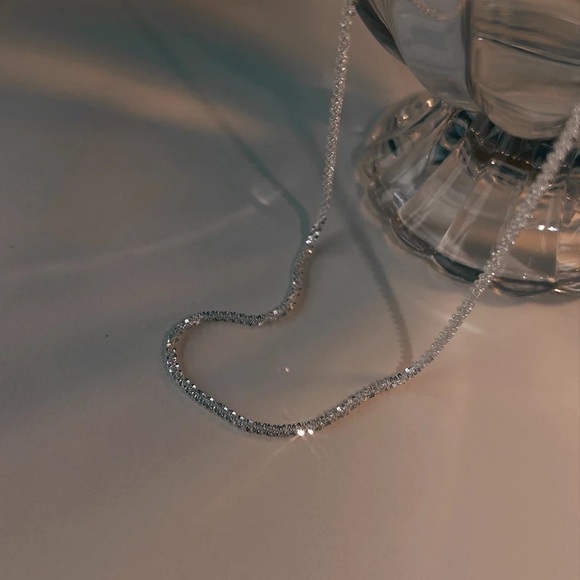 New Anthropologie Silver Sparkling Clavicle Chain Choker Necklace - Picture 5 of 16